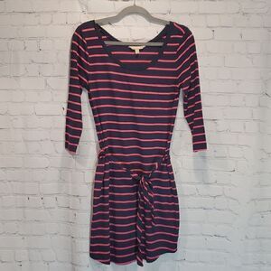 Banana Republic factory navy blue and pink striped dress NWT